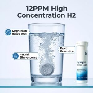 Molecular Hydrogen (H2) Tablets with Magnesium – 12 PPM Hydrogen Water Tablet for Drinking Water, Antioxidant-Rich, Supports Cellular Health, Recovery & C