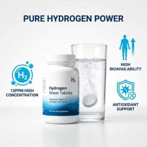 H2 Molecular Hydrogen Water Tablets 12 PPM – Effervescent Hydrogen Tablets for Drinking Water, Supports Healthy Hydration, Energy, and Metabolism – 30Unflavored